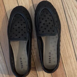Torrid Black Mesh Polka Dot Loafers